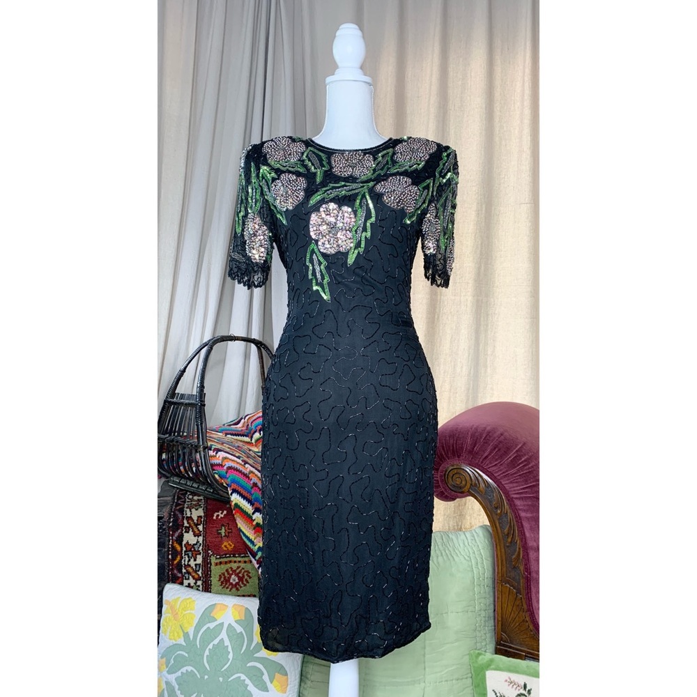 80s Scala Beaded Cocktail Dress